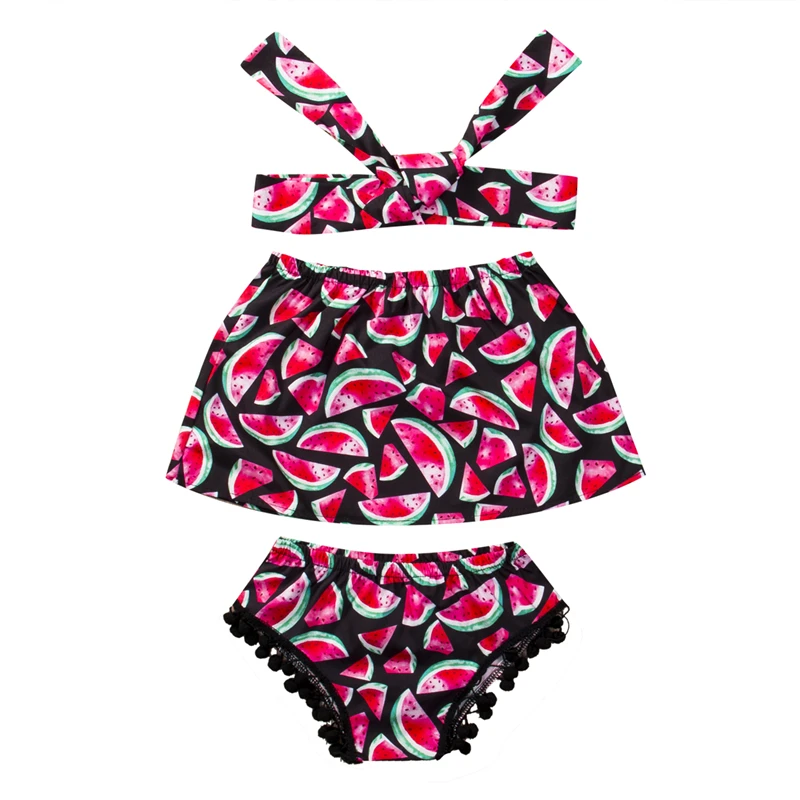 Комплект летней одежды из 3 предметов для маленьких девочек топ на бретельках с