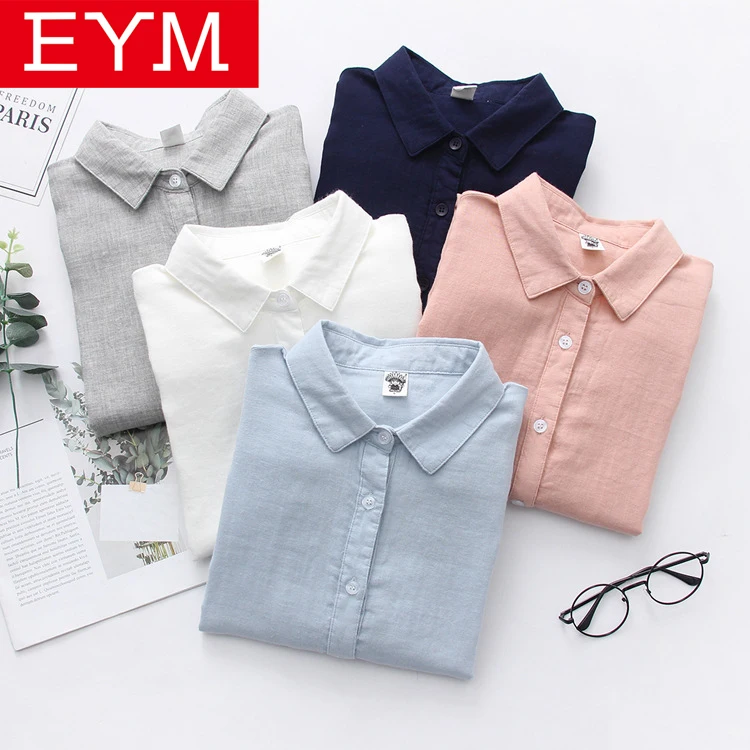 

EYM 2021 New Spring Women Fashion Long Sleeve Shirt Solid Color Blouse Shirt Loose Casual Simple Style Blosues Tops Ladies Blusa