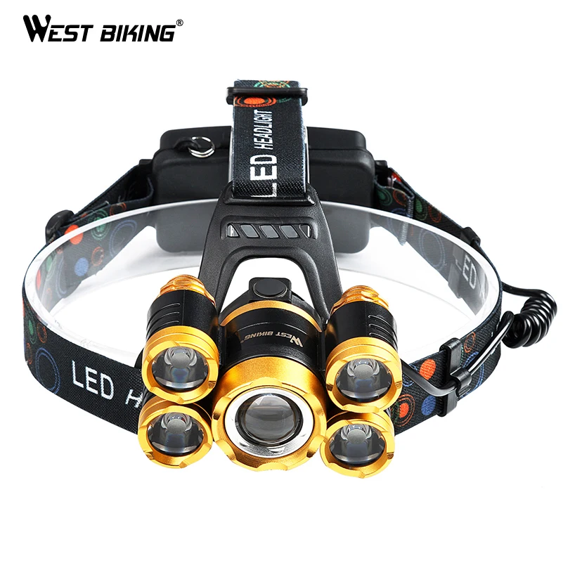 WEST BIKING велосипед 5LED фары супер яркий золотой масштабируемые 4 режима из