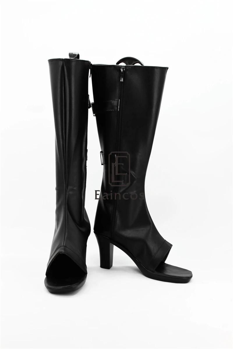 

Anime Naruto Haruno Sakura Black Peep Toe Boots Cosplay Party Shoes Custom-made