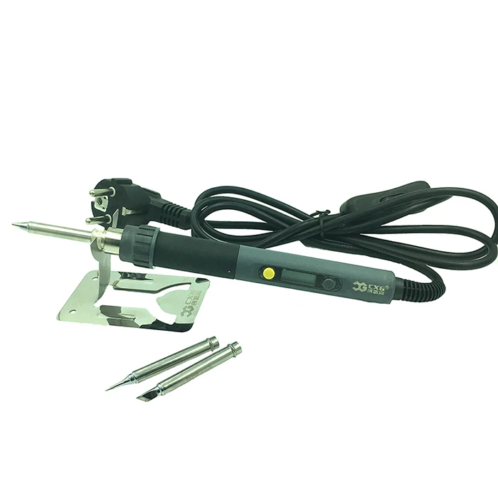 set 1 CXG C60W цифровой электрический паяльник 60 Вт ЖК-подсветка Регулируемая температура ЕС вилка с выключателем питания - Цвет: set 1