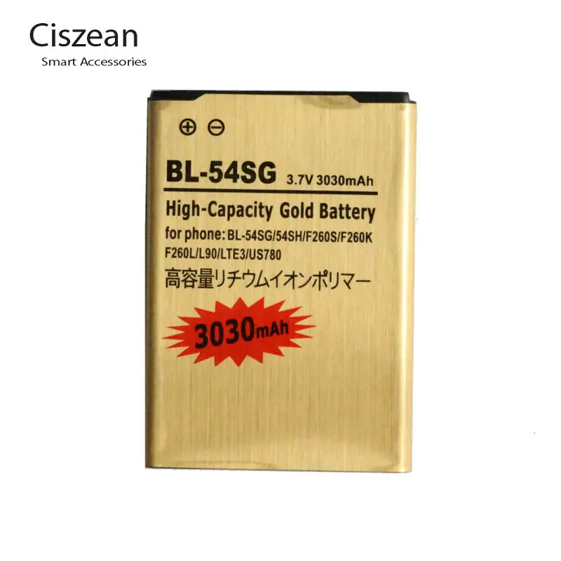 2x3030 mAh BL 54SG 54SH Золотой сменный аккумулятор + универсальное зарядное устройство для LG F260S F260K F260L F260 LTE3 US780 L90 F7 VU3