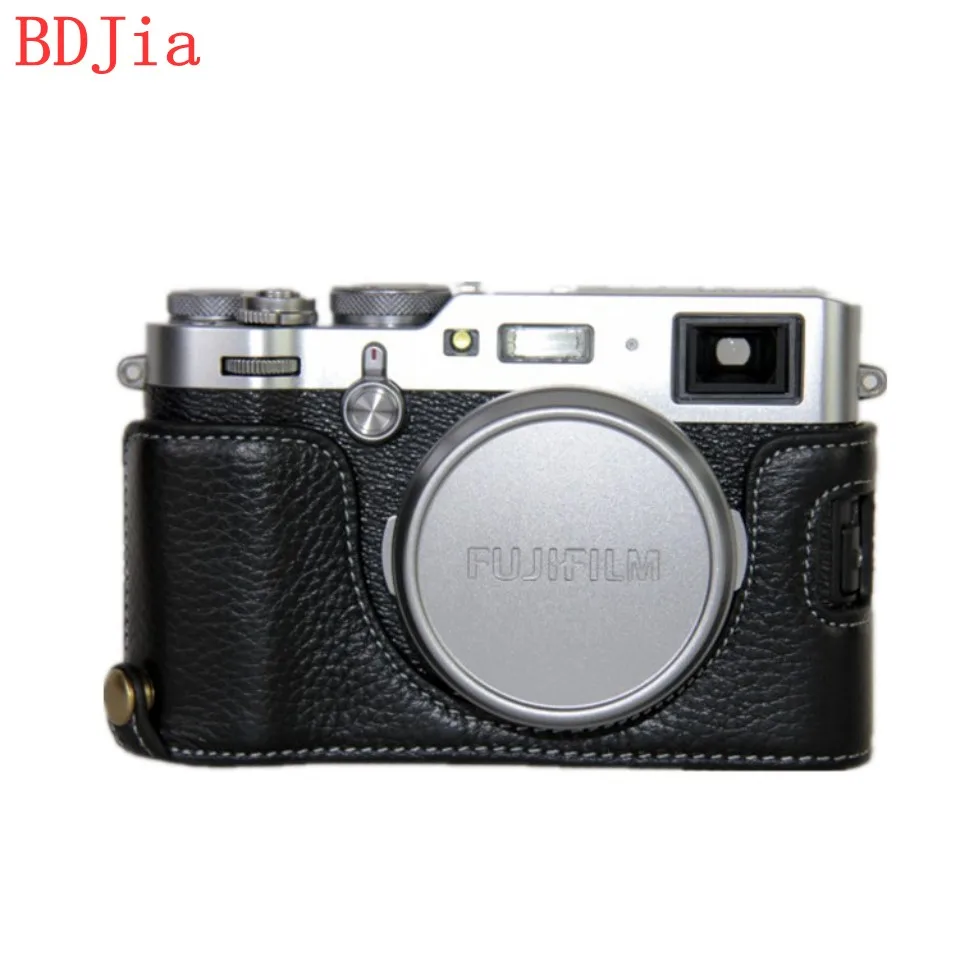 Натуральная Воловья кожа корпуса для половины камеры база Fujifilm X100F с отверстием