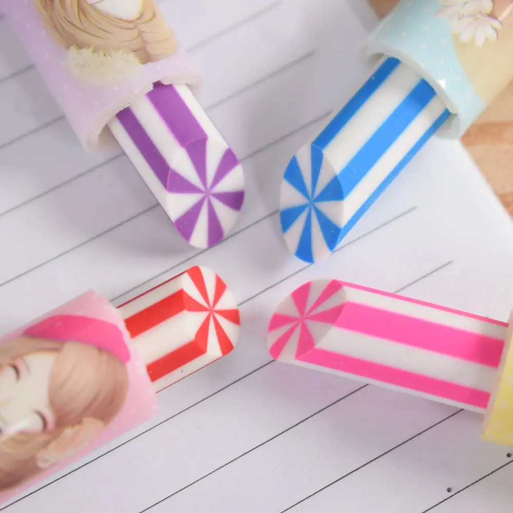 1 шт красочные ластик милый губная помада мороженого Форма поворотный