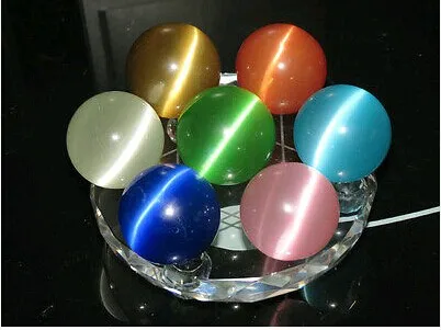 

7 Seven-star array PRETTY CatsEye Crystal Sphere Ball + stand