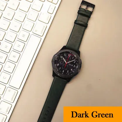 22 мм ремешок для часов huawei GT Watch 2 Pro ремешок для samsung gear S3 мягкий браслет из натуральной кожи для Galaxy Watch 46 мм полосы - Цвет ремешка: Dark Green
