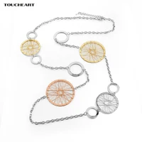 toucheart good gold color silver color necklaces pendants popular round long necklaces for women statement jewelry sne160118