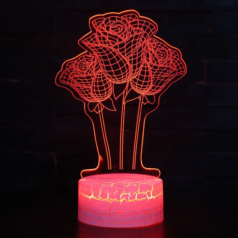 

Rose flower theme 3D Lamp LED night light 7 Color Change Touch Mood Lamp Christmas present Dropshippping