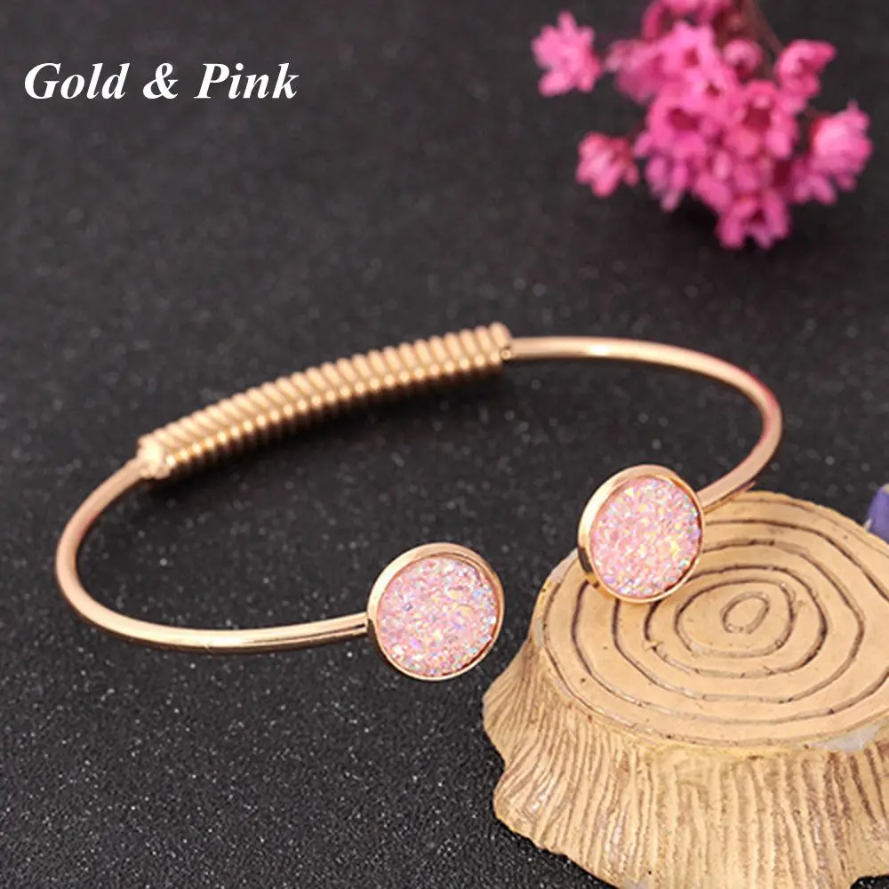 goldpink 1 шт. новые летние женские модные опаловые браслеты металлические простые милые блестящие браслет с блестками ювелирные изделия подарочные браслеты - Окраска металла: goldpink