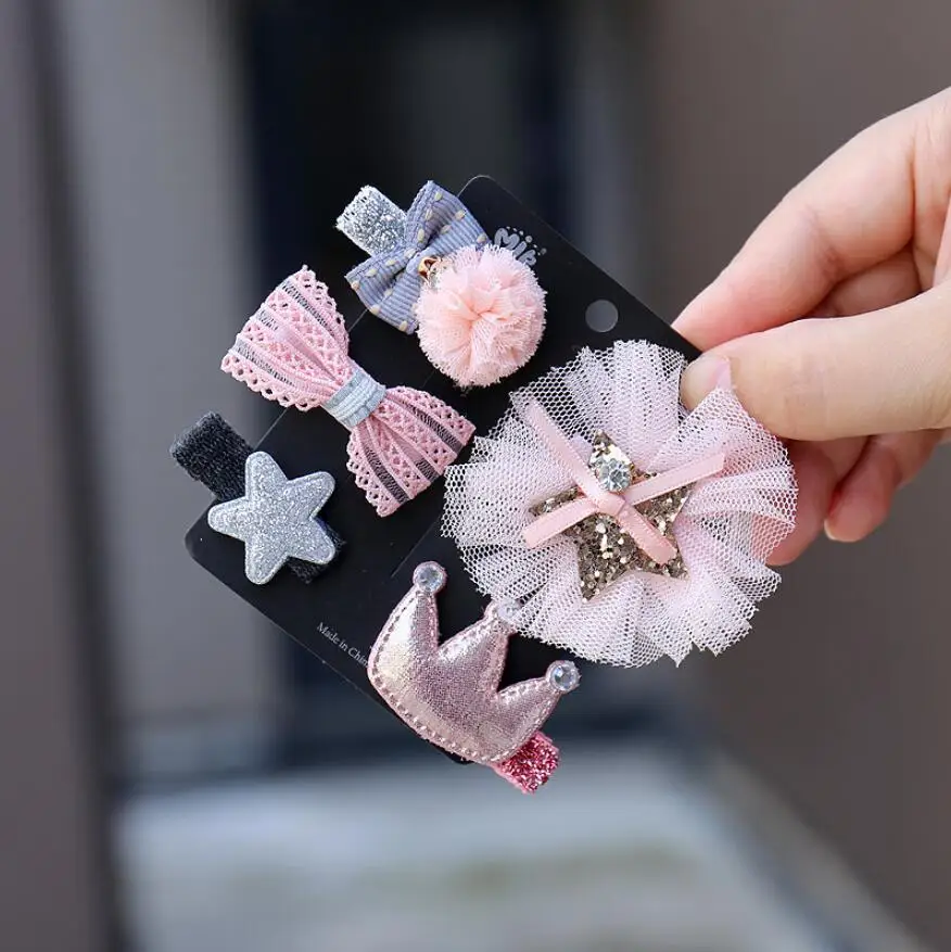 5/6pcs/set various anima flowr love Hair clips for girls hair bows Hairpin Headdress 22 colors Children hiar Accessories | Аксессуары