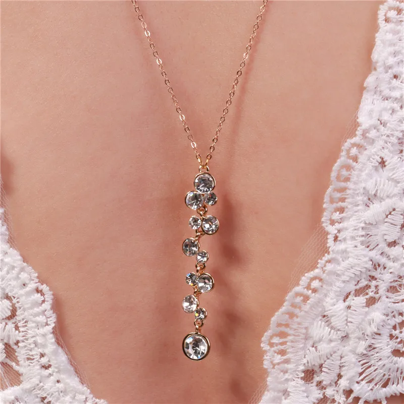 Длинное ожерелье с подвеской-подвеской глубоким v-образным вырезом свадебный