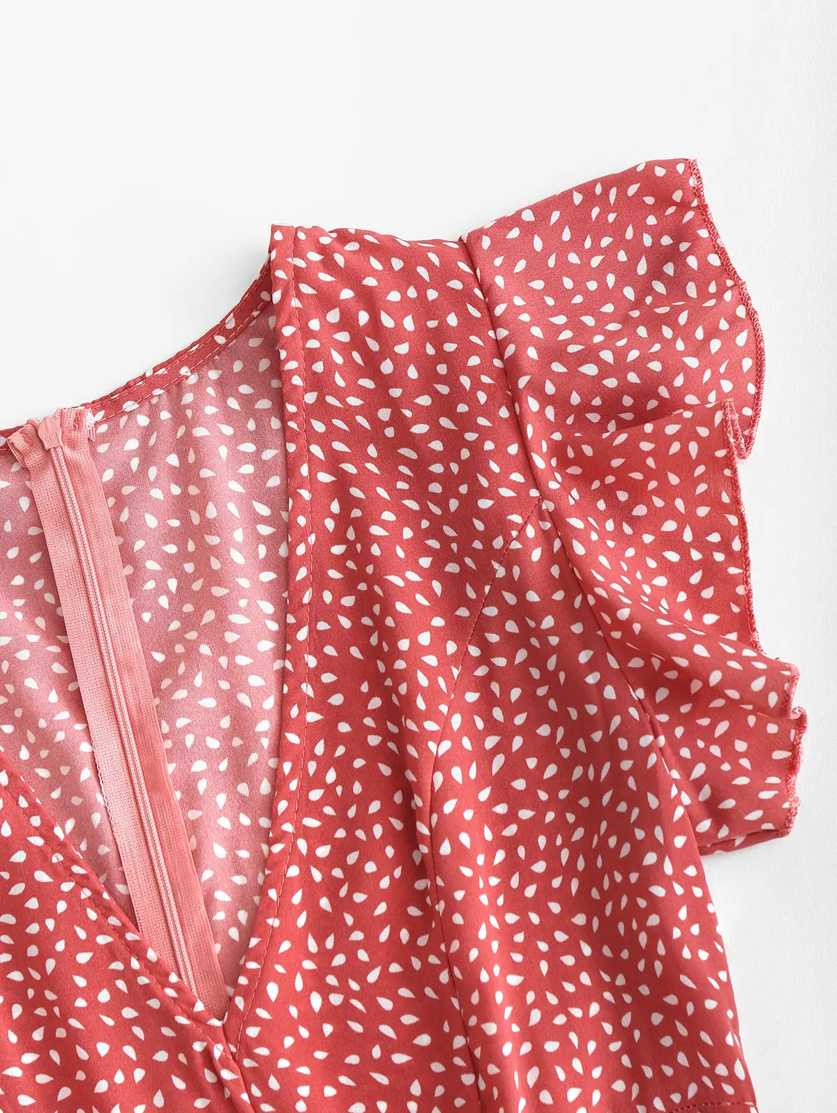 ZAFUL Принт Дождь Flounces Линия Платье Женщин С Короткими Рукавами Оборками Высокой Талией Сексуальное Мини-Платье Отдых V-образным Вырезом Платье Для Женщин