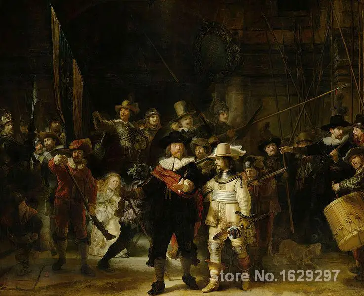 Большой размер Rembrandt van Rijn известные картины ночные часы художественный холст