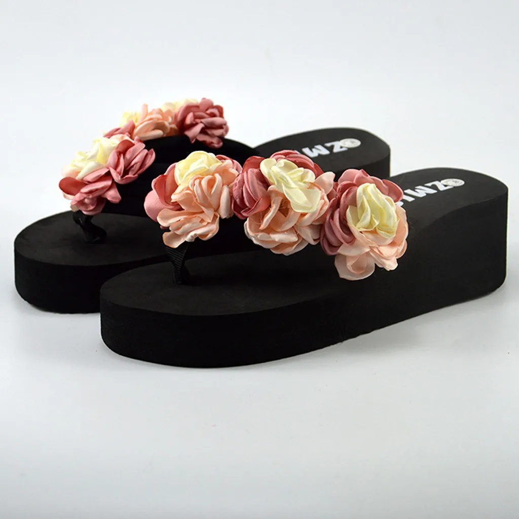 SAGACE/летние женские пляжные сланцы на танкетке с цветочным принтом в богемном