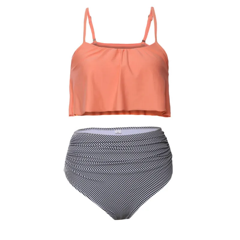 Finejar Высокая талия купальный костюм Новинки для женщин рюшами Винтаж Топ и