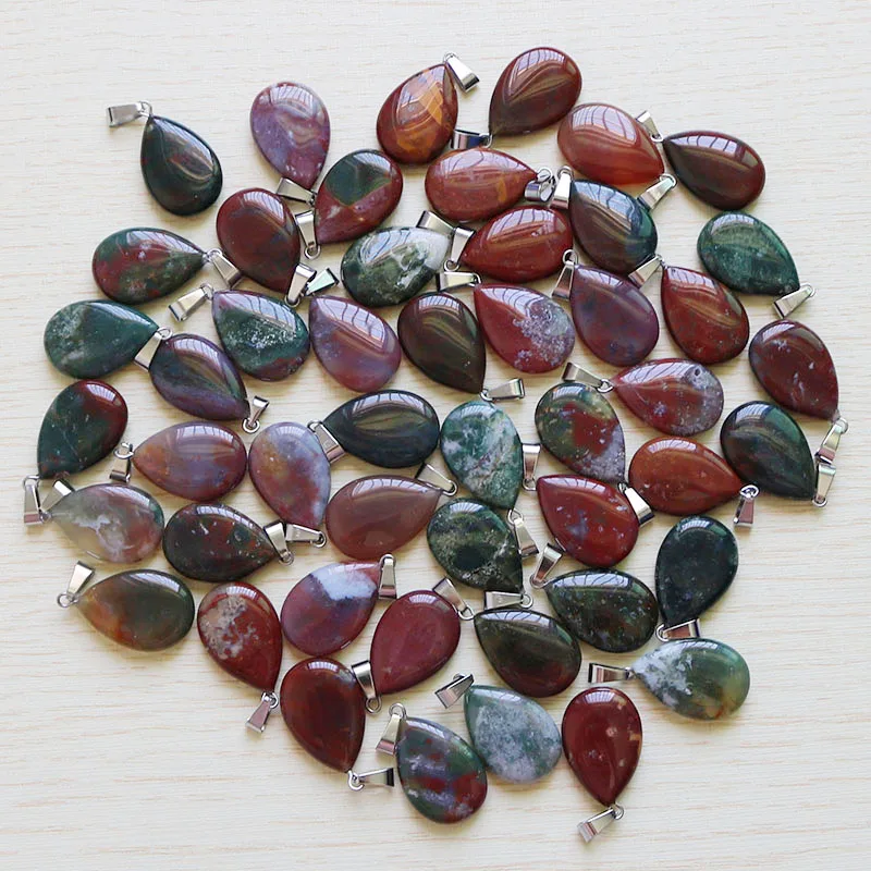 

Wholesale Charms Natural Indian Agates Stone Warter Drop Teardrop Beads Pendants For Jewelry Making Free Shipping