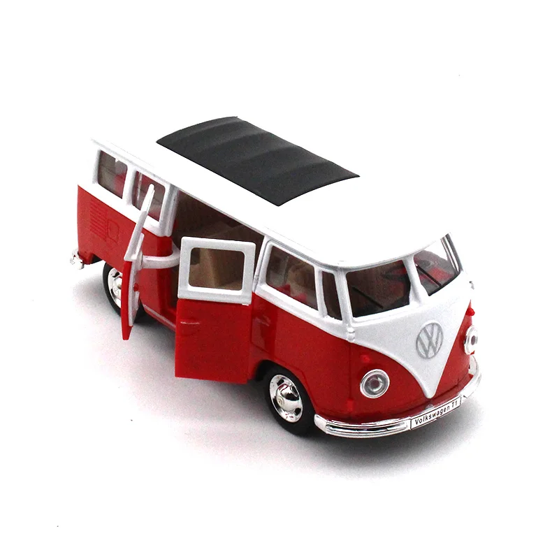 CAIPO 1:43 VW автобус литой под давлением модель автомобиля металлический материал детские игрушки коллекция украшения открыть дверь и вытянуть назад модель игрушечного автомобиля - Цвет: B