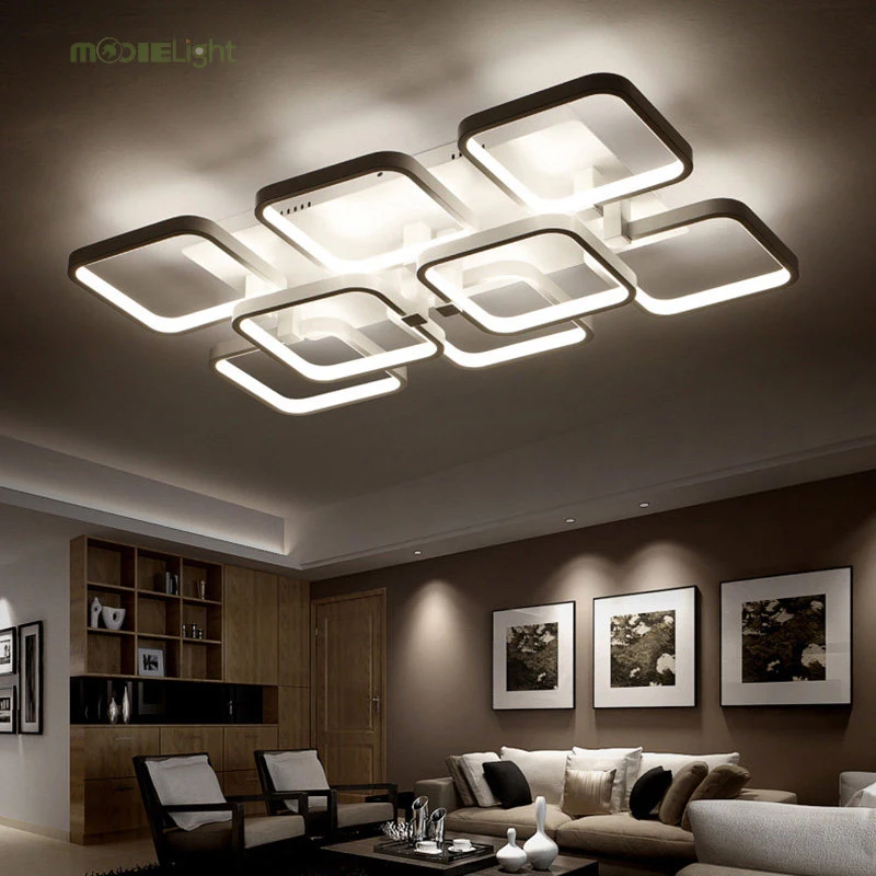 Черные или белые современные светодиодные потолочные лампы для гостиной
