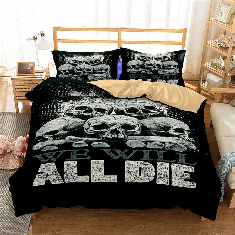 

3D Skull Bedding Set Queen size Candy Skull Duvet Cover with Pillow Case 3pcs Bed linen AU US Size Bedclothes home textiles