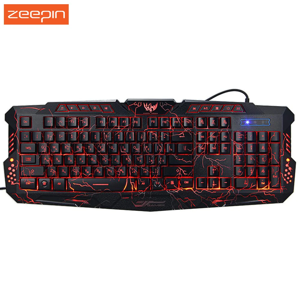 Оригинальный красный/фиолетовый/синий Подсветка LED Pro Gaming Keyboard M200 USB проводной