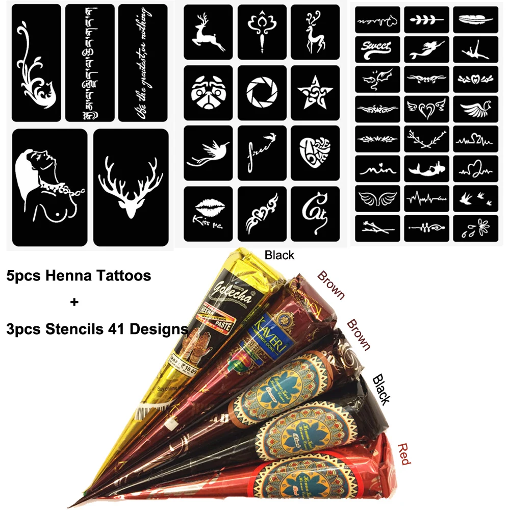 5 шт. временная индийская паста для татуировок хны натуральный Менди краска тела