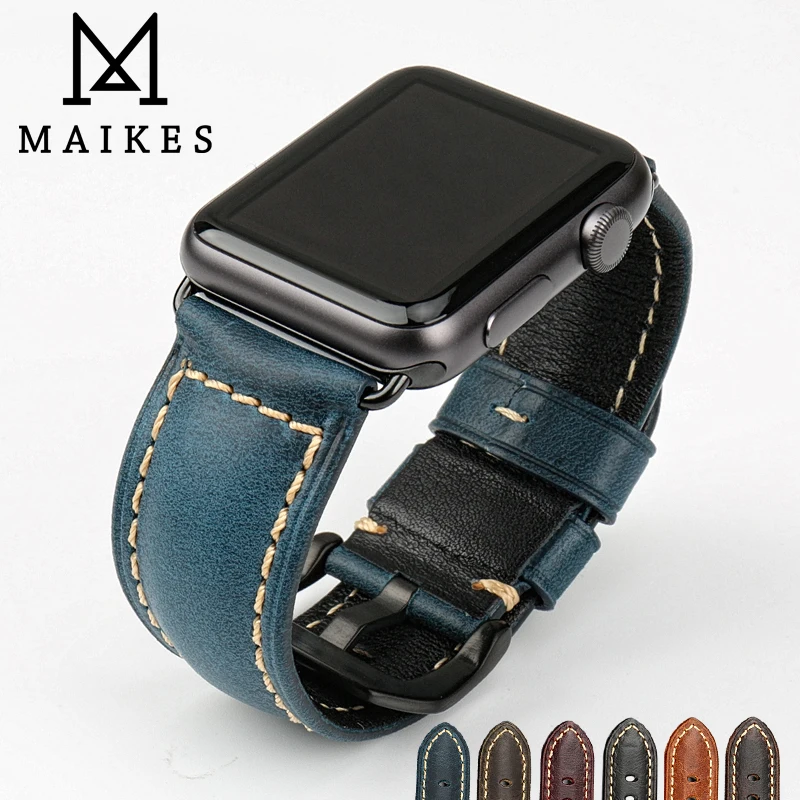Ремешок для часов MAIKES из итальянской кожи, аксессуары для часов Apple watch, ремешок 42 мм, 38 мм, серия 3, 2, 1, iwatch 4, 44 мм, 40 мм, ремешки для наручных часов