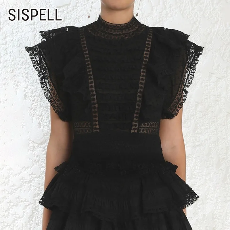 SISPELL 2019 летняя Корейская короткая женская рубашка без рукавов со стоячим