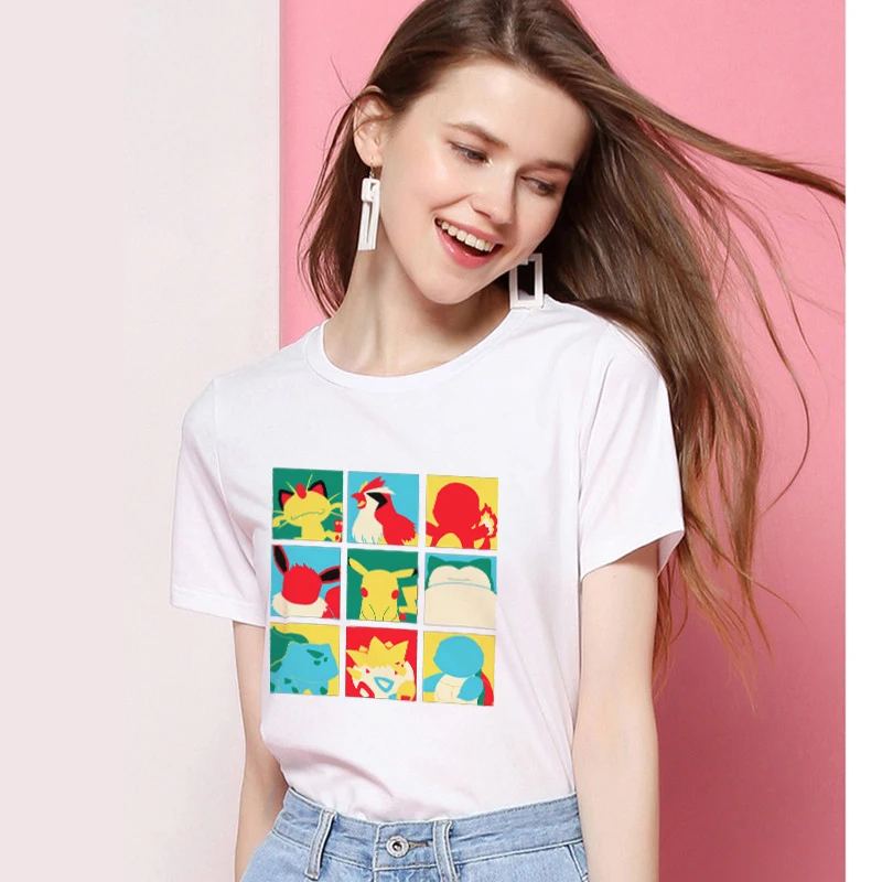 Забавная Poke Pop Art Женская хлопчатобумажная рубашка 2019 Harajuku эстетика плюс размер