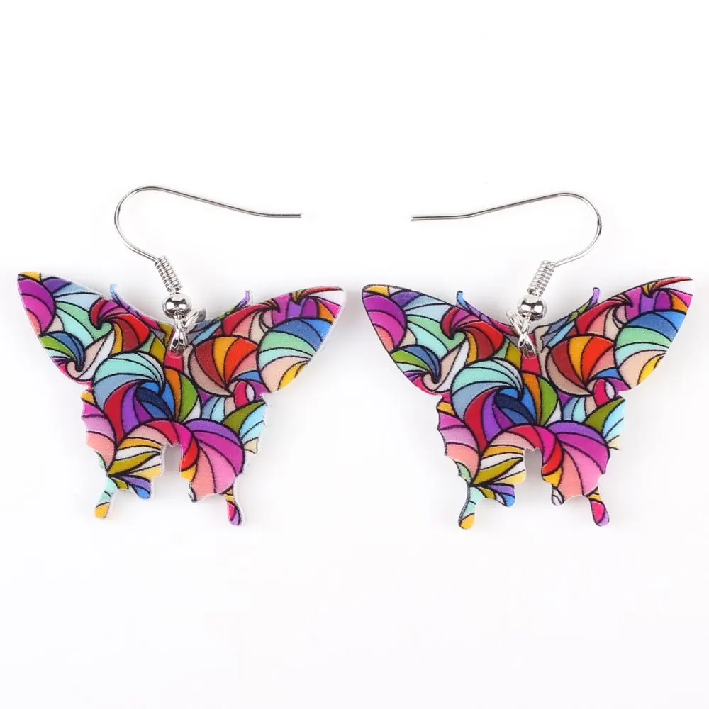 

Bonsny Drop Butterfly Earrings Long Acrylic Dangle Brand Bijoux Animal Jewelry Cartoon New 2015 Girls Women Earrings Accessories