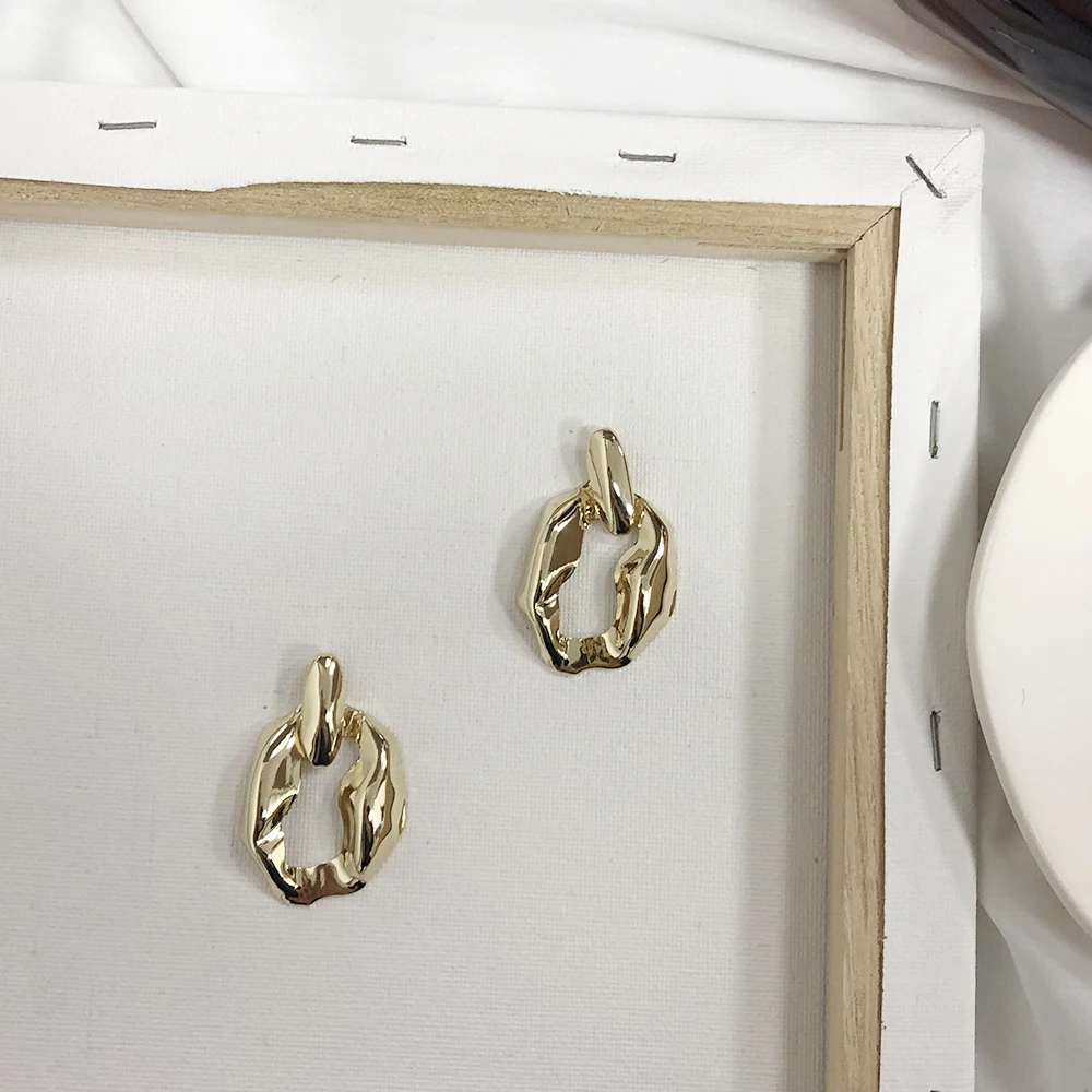 GWACC корейский дизайн металлический золотой цвет геометрический висячие серьги