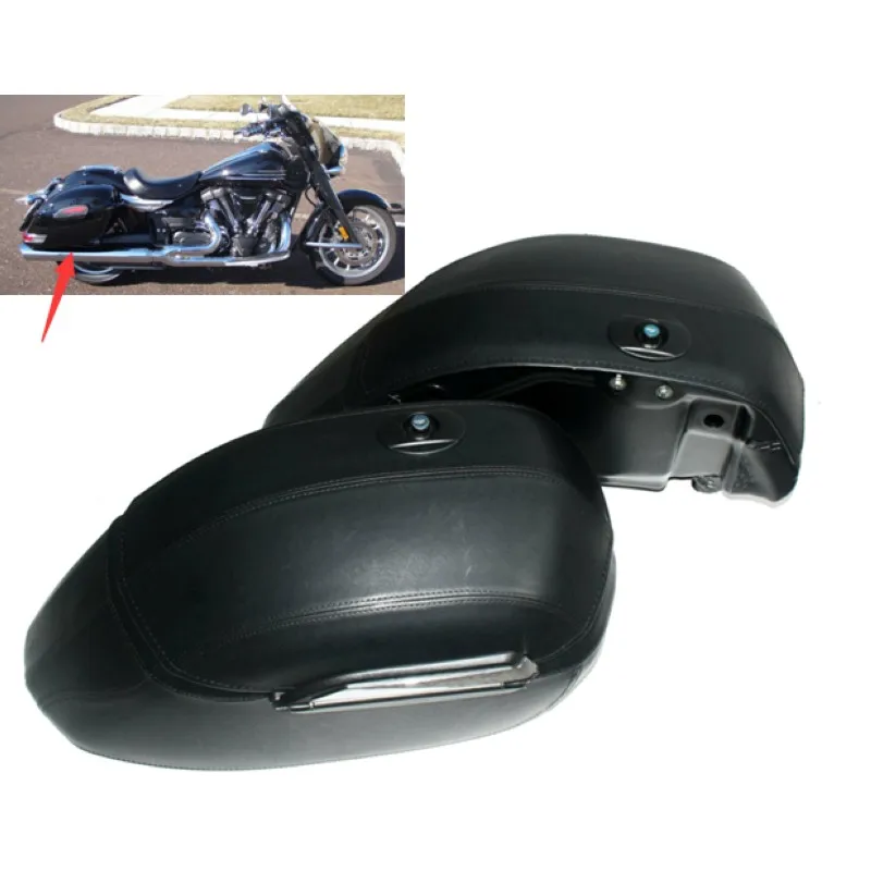 

Motorcycle Black Universal Hard Bag Saddlebags For Honda Suzuki Kawasaki Harley Yamaha Victory