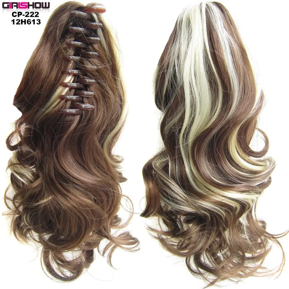 CP222 Color 12H613 Girlshow Короткие Волнистые Коготь Конский хвост термостойкие синтетические волокна челюсти шиньон 24 Цвета 1", 1 шт - Цвет: CP222 Color 12H613