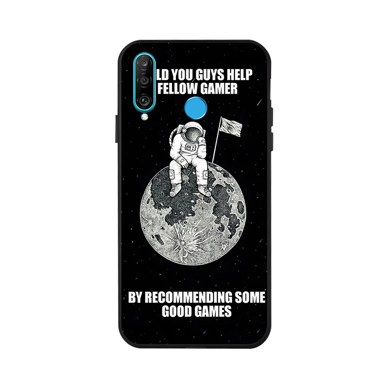 X045 3D DIY Окрашенный черный чехол для huawei P30 Pro P8 Lite Nova 3i 3 4 чехол s Space Moon чехол для телефона huawei mate 10 20X Lite - Цвет: X045