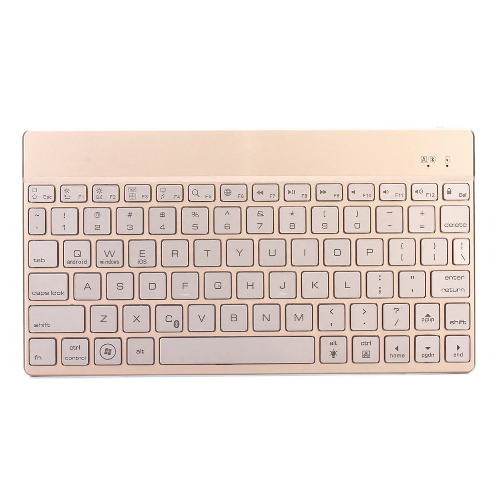 Ультратонкая Портативная Алюминиевая Беспроводная Bluetooth-клавиатура с 7-цветной
