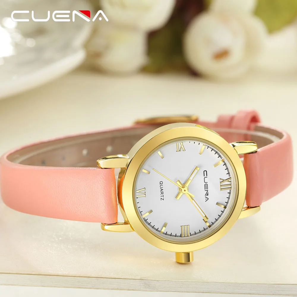 Женские наручные часы CUENA кварцевые кожаные высокого качества женские