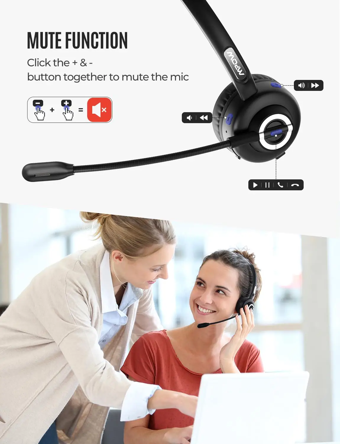 Беспроводные Bluetooth-наушники Mpow TH1 с зарядной док-станцией 17 часов работы |