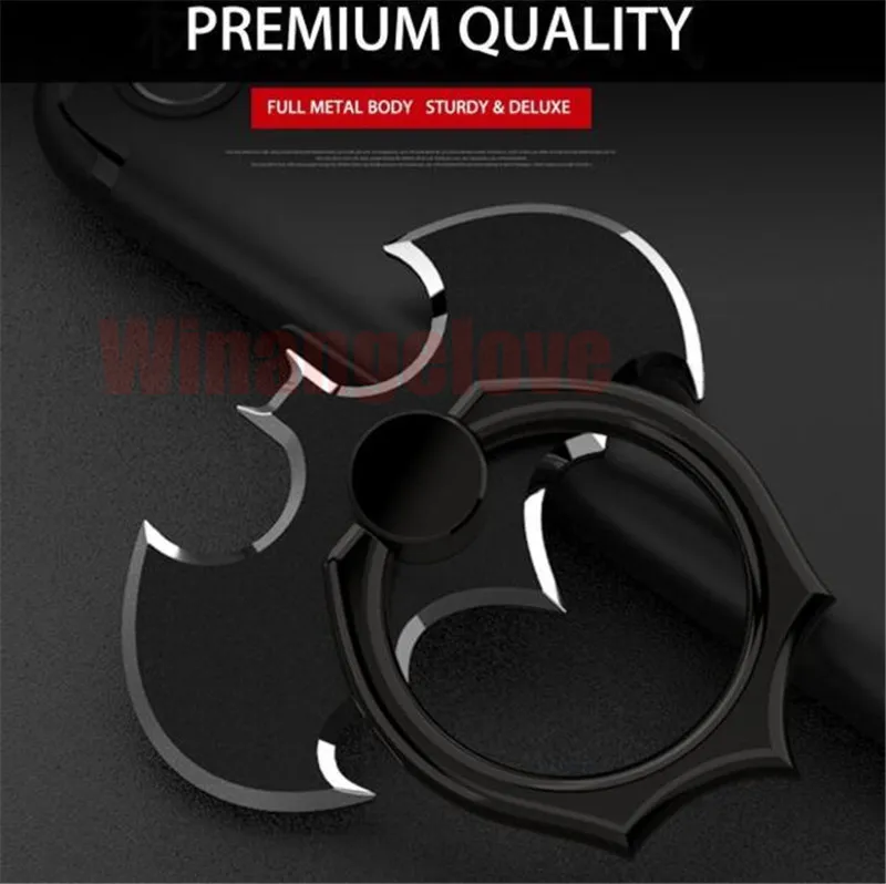 Offerte 100pcs NERO Impugnatura Anello Di Supporto 360 Gradi Di Rotazione Del Basamento Per Il Telefono Mobile Tablet Con Il Sacchetto Del Opp