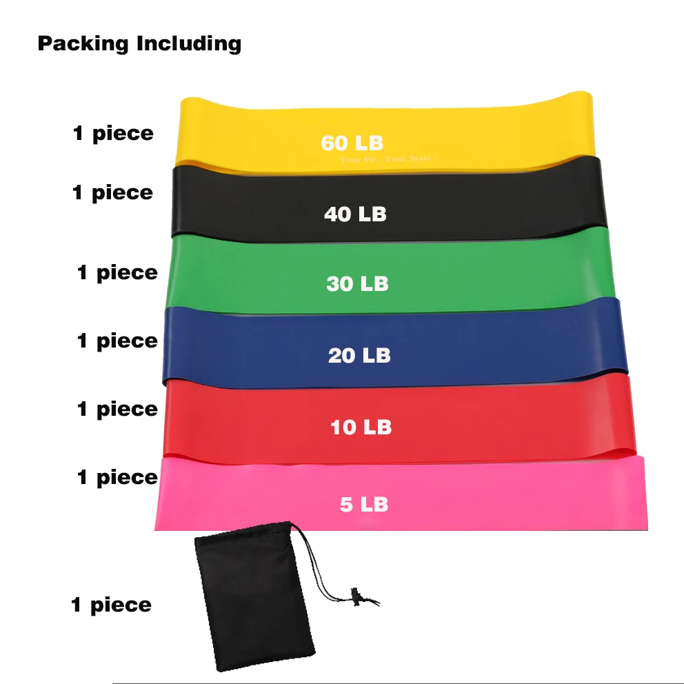 

6 Levels Resistance Bands Exercises Elastic Fitness Training Yoga Loop Band Workout Pull Rope Fitness Strength Training Workout