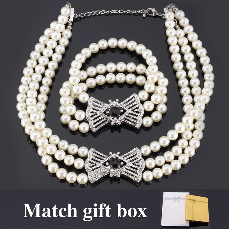 Ожерелья браслеты наборы для женщин австрийский горный хрусталь белые украшения