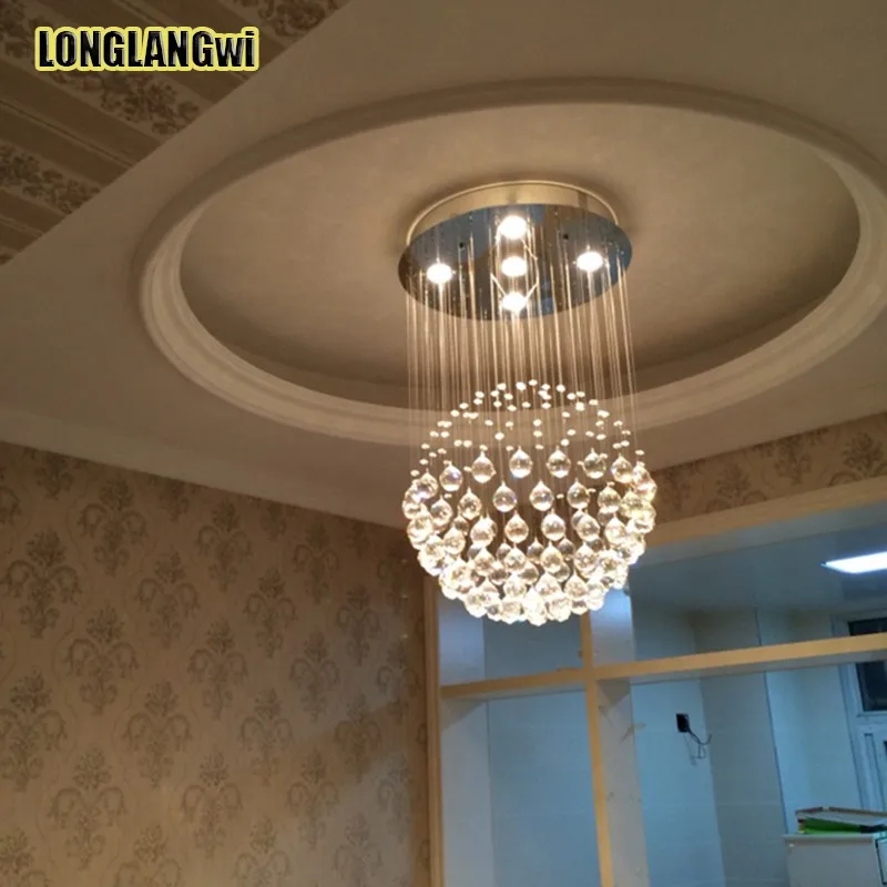 Большая хрустальная лампа для лобби современная светодиодная с сферическими