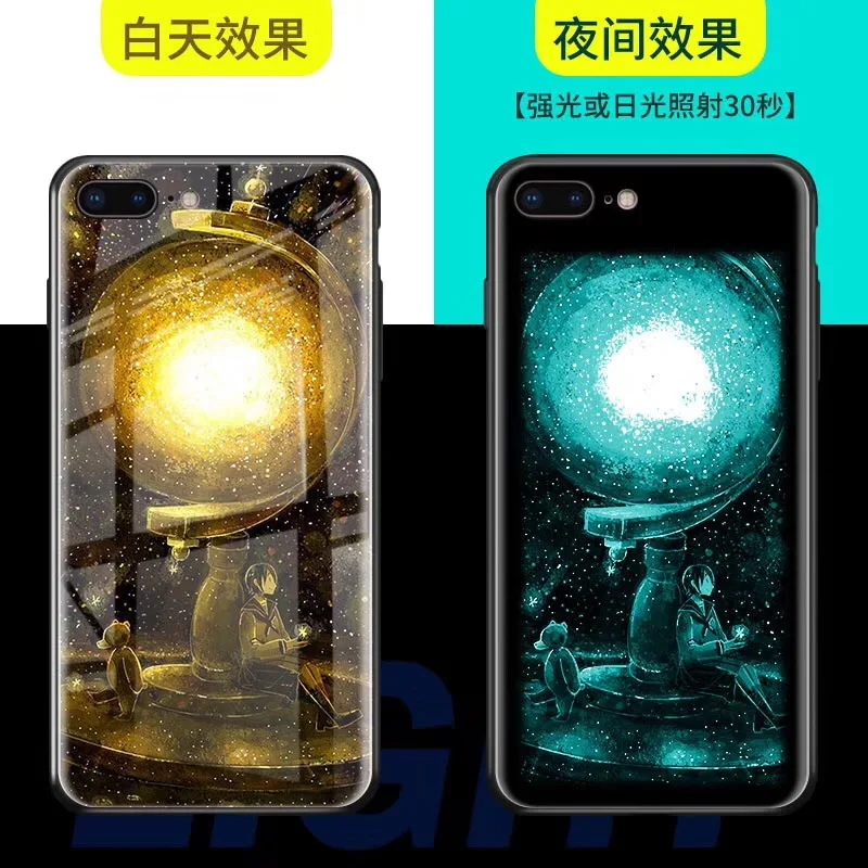 Волшебник из унций светится в темноте стекло чехол для iPhone XS MAX XR X 8 7 Plus 6 6s плюс