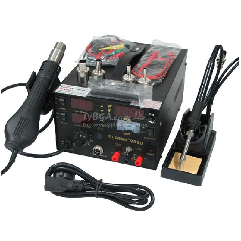 Паяльная станция Saike 909D сварочный аппарат 3 в 1 паяльник + Термофен источник