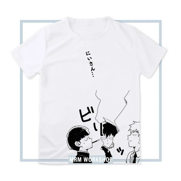 

New Mob Psycho 100 T shirt Men Cotton T-shirts Short Sleeve Tops Cartoon Tees