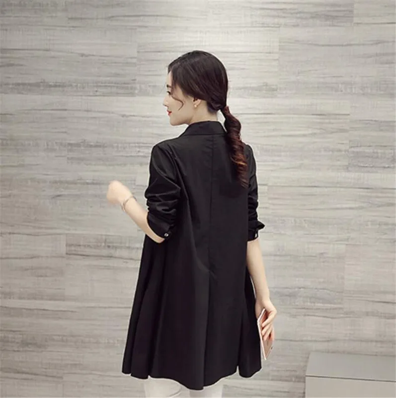 

2019 spring autumn Women shirt Casual Daily Polyester Long Sleeve Turn-down Collar white Shirt Long Blouse plus size a1106