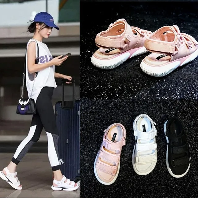 Сандалии женские спортивные на плоской подошве летние