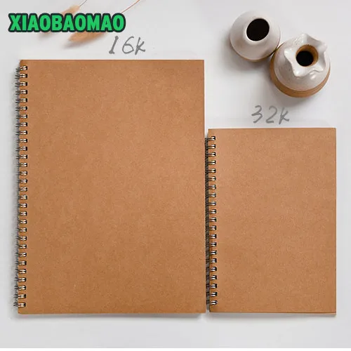 16 k 32 k Горячая цена ретро крафт катушки эскиз эскизов блокнот Creat горизонтальная сетка