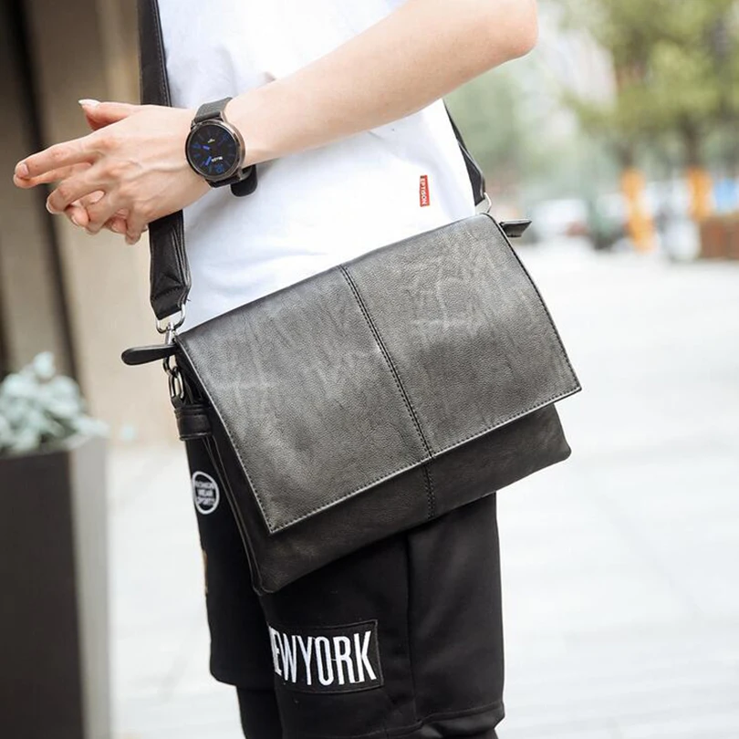 

Drop Shipping 2018 Man Soft PU Leather Bag Fashion Business Messenger Bag Men's Satchels Shoulder Travel Crossbody Bag CH02