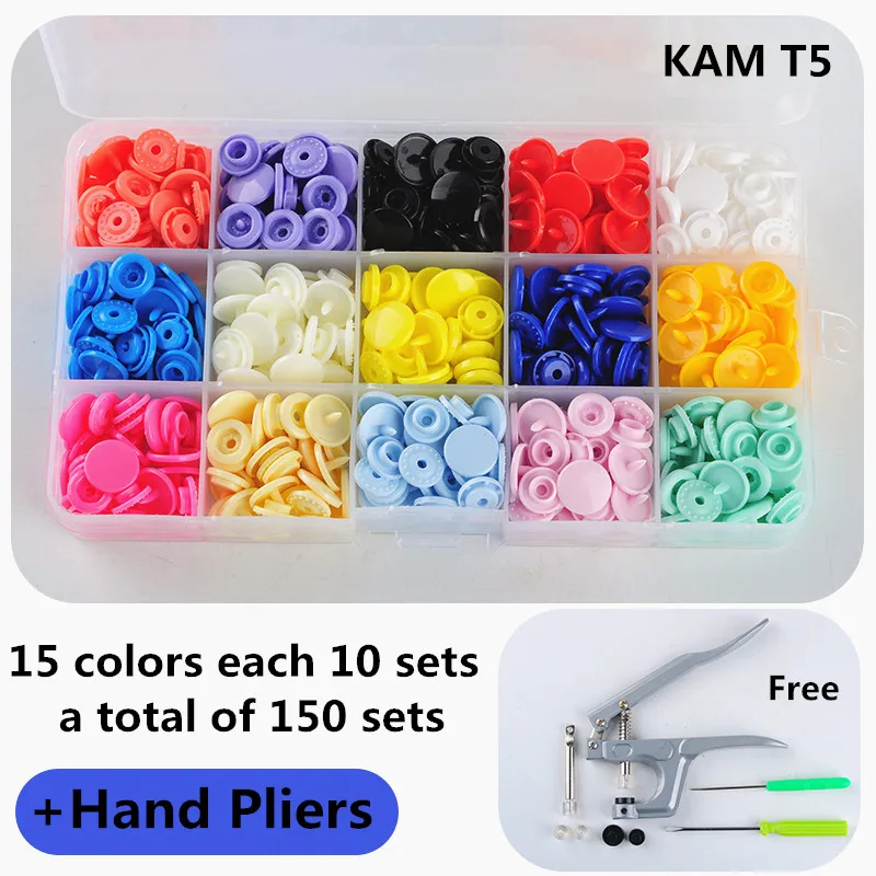 button and tool 1 Набор зажимных плоскогубцев инструменты для T3 T5 T8 Kam кнопки фиксаторы плоскогубцы 15 boxex 150 Наборы T5 пластиковая Смола пресс-шпилька Ткань Подгузники - Цвет: button and tool