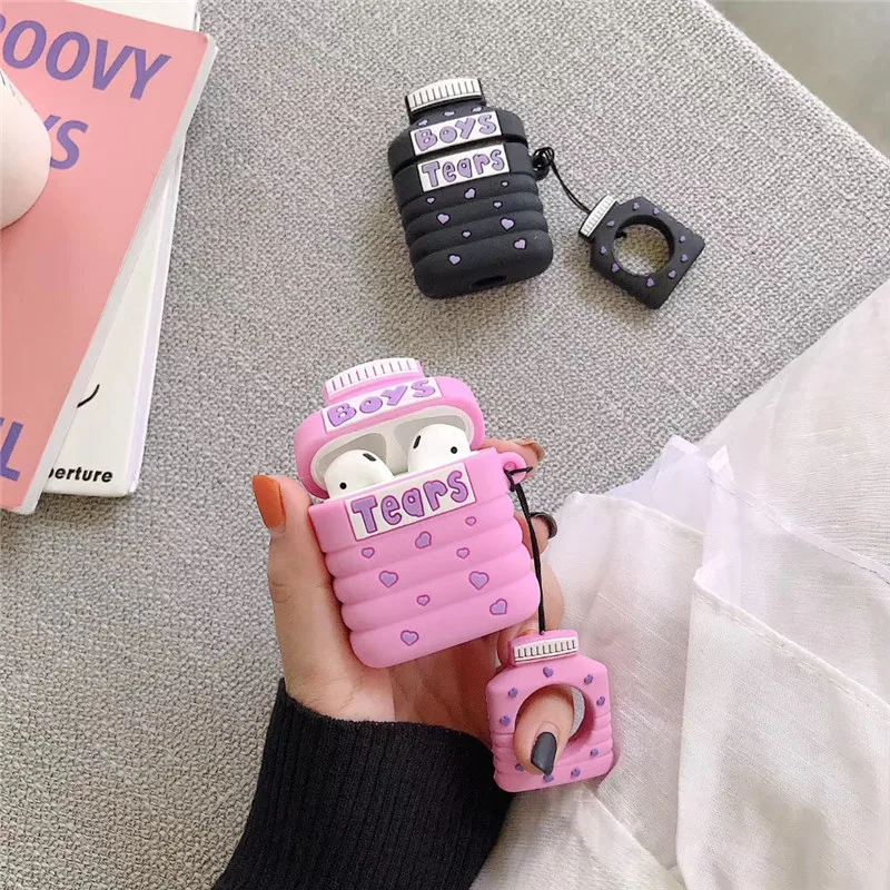 3D «Boys Tears» бутылка минеральной воды bluetooth наушники чехол для AirPods Беспроводная зарядная коробка Мягкий силиконовый чехол с кольцевым ремешком