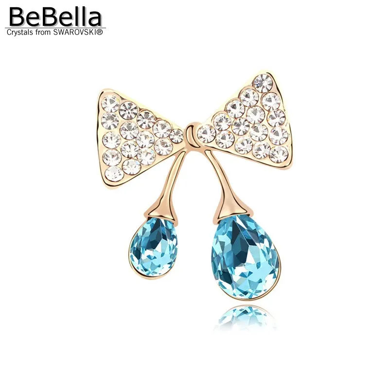 Женская Брошь с бантом BeBella позолоченная брошь кристаллами Сваровски Ювелирное